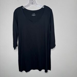 J. Jill Pure Jill Ballet Sleeve Tunic Black Size Large L Soft Stretch